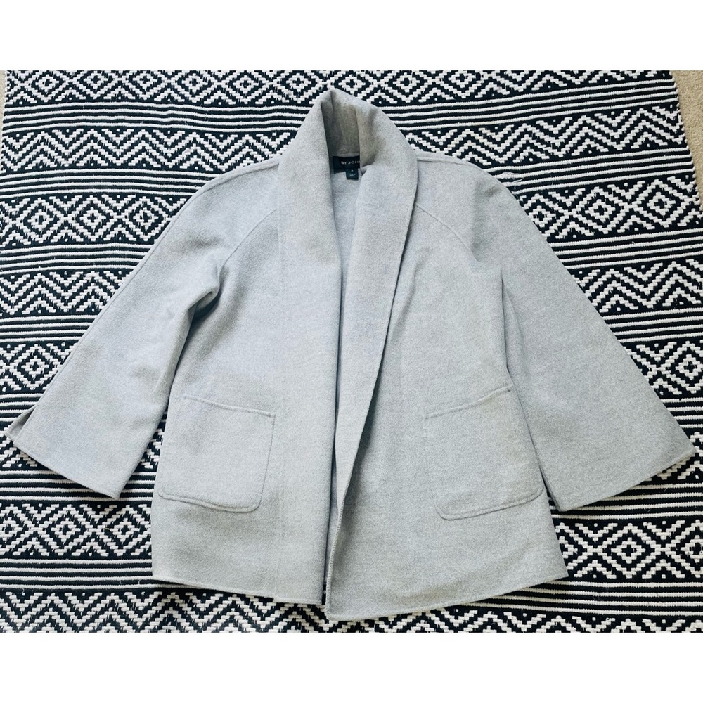St. John Grey Cashmere Blend Coat